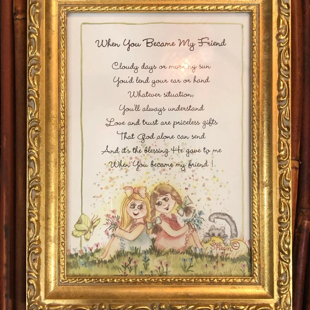 Sue Skeen “When We Became‎ Friends” Framed Print Fancy Gold Frame